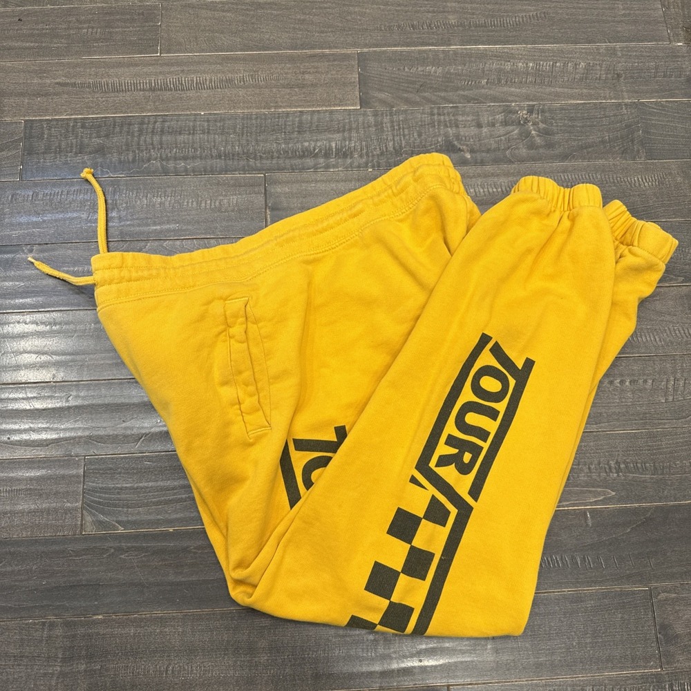 Justin Bieber Stadium World Tour 2017 Yellow Sweatpants Joggers Sz L